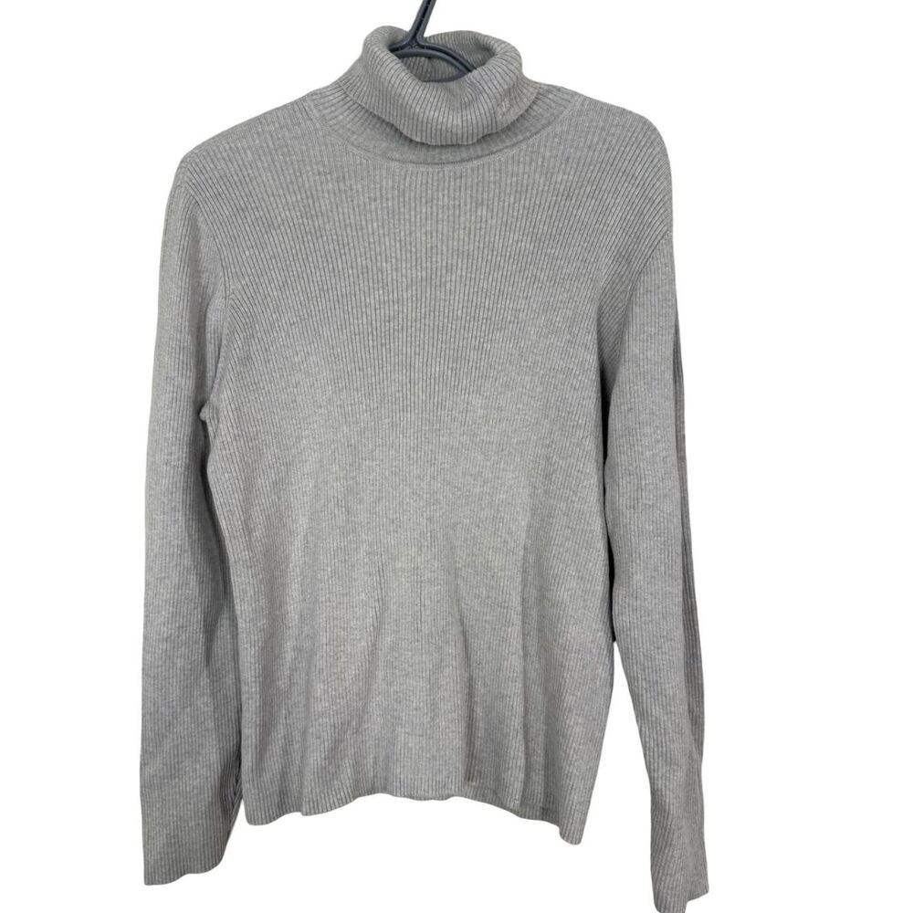 Lauren Ralph Lauren Womens Gray Ribbed Turtleneck Sweater Sz XL Basic Holiday